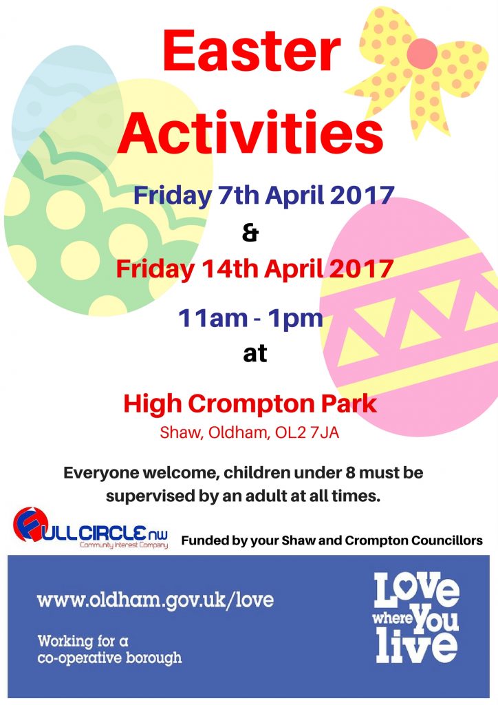 Easter activities Friday 7 and 14 April, High Crompton Park - Howard Sykes